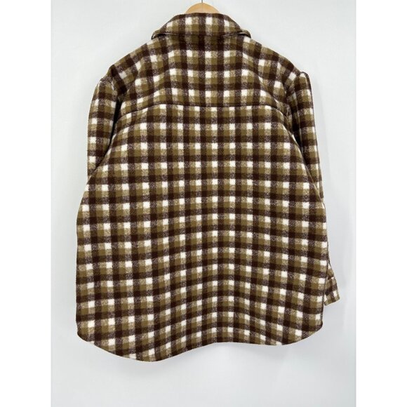 Treasure & Bond Plaid Puff Sleeve Shirt Shacket Jacket Brown XL NWOT - Picture 7 of 8